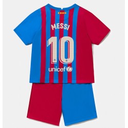 Camisola FC Barcelona Lionel Messi 10 Criança Equipamento Primeiro 2021-2022 Manga Curta